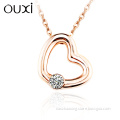 OUXI 2016 Design Fashion Jewelry Heart Shaped Diamond CZ Gold Love Engagement Necklace